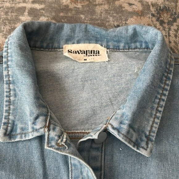 Andree by Unit Savanna Jane Ruffle Girly Relaxed Fit Light Wash Denim Jacket - Picture 9 of 11